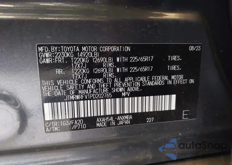 2023 Toyota Rav4 Hybrid Xle z USA, uszkodzony, nr VIN JTMRWRFV1PD202765